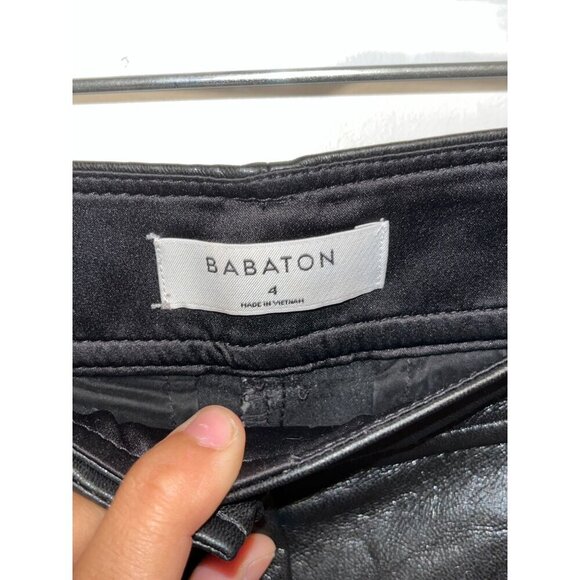 Babaton Black High Rise Faux Leather Straight-Leg Pants Women's Size 4 - Picture 5 of 11